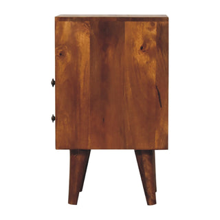 Chestnut Mango Wood Bedside Table with Brass Knobs