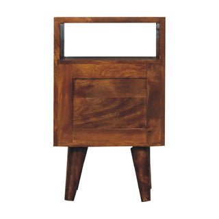 Chestnut Mango Wood Bedside Table with Brass Knobs