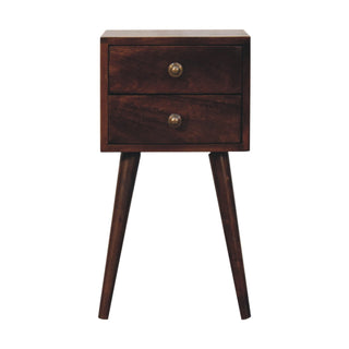 Mini 2 Drawer California Walnut Bedside Table
