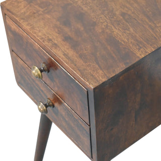 Mini 2 Drawer California Walnut Bedside Table