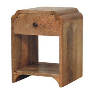 Solid Mango Wood Bedside Table with Drawer
