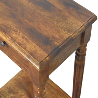 Turned legs Chestnut 1 Drawer Side Table