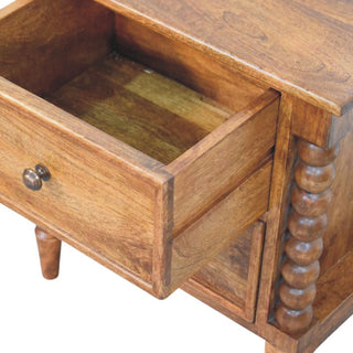 Spindle Leg Amber Oak Nightstand