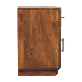 Solid Wood Curved Ribbed Bedside with Drawer