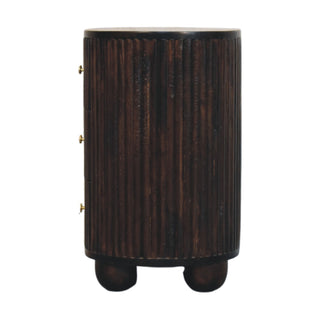 Curved Fluted 3-Drawer Bedside