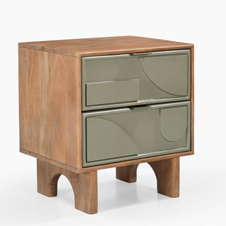 Sage Green Pixel Bedside Table with Two Drawers