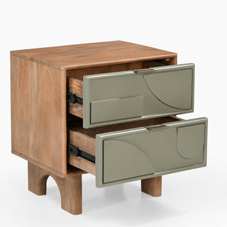 Sage Green Pixel Bedside Table with Two Drawers