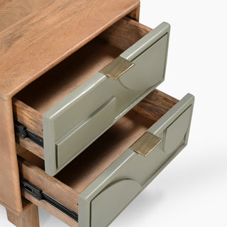 Sage Green Pixel Bedside Table with Two Drawers