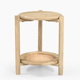 Sofa Side Table - Jonita Rattan End Table, Small Round Side Table