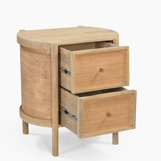 Natural Mango Wood Dylan Bedside Table with Drawers