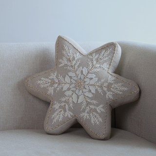 Joyful Star Cotton Chambray Cushion - Microfiber Filler