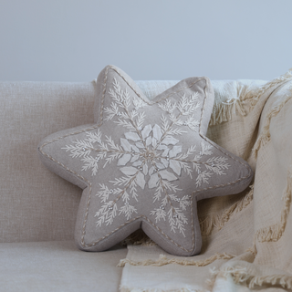 Joyful Star Cotton Chambray Cushion - Microfiber Filler