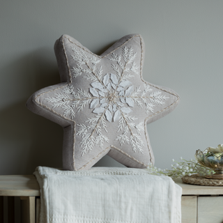 Joyful Star Cotton Chambray Cushion - Microfiber Filler
