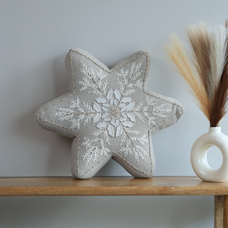 Joyful Star Cotton Chambray Cushion - Microfiber Filler
