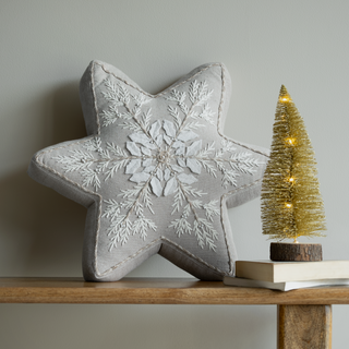 Joyful Star Cotton Chambray Cushion - Microfiber Filler