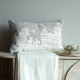 Festive Glow Cotton Chambray Cushion - Feathers Filler