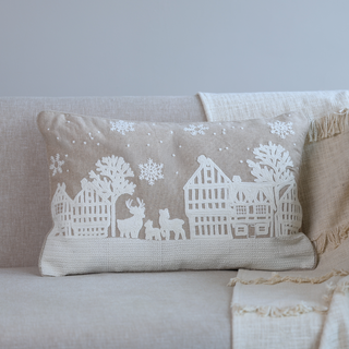 Festive Glow Cotton Chambray Cushion - Feathers Filler