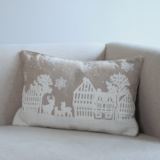 Festive Glow Cotton Chambray Cushion - Feathers Filler