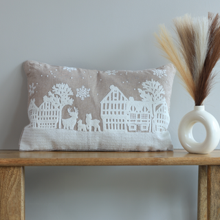 Festive Glow Cotton Chambray Cushion - Feathers Filler