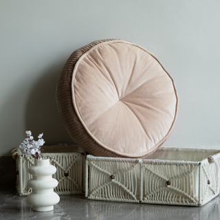 Peach Glory Cotton Velvet Cushion - Microfiber Filler