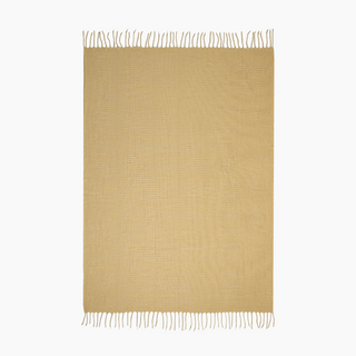 Woven Throws and Blankets - Luxurious Mustard Yellow Cotton Throw