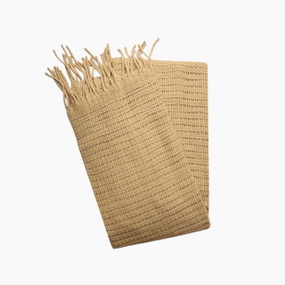 Woven Throws and Blankets - Luxurious Mustard Yellow Cotton Throw