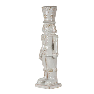 Full length ceramic nutcracker figure with open top hat, displayed on a white background.