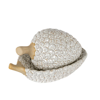 Two pinecone-shaped ceramic pieces nested together, showing the textured glaze and unglazed stems.