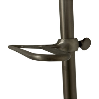 Close detail of the horizontal loop attachment and securing knob on the valet stand's vertical pole.