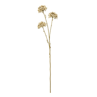 Plain front-on view of the artificial brown allium stem featuring three globe-shaped flower heads.
