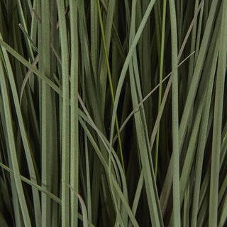 Close-up detail of the vertical, dark green artificial grass blades.