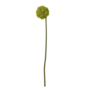 Plain front-on view of the artificial allium stem with a bright green spherical flower head.
