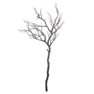 Plain studio shot of the faux large branch spray. Dark, bare branches covered in a fine silvery texture.