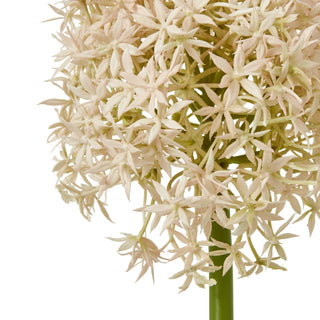 Detail shot of the artificial allium cluster, highlighting the numerous pale pink, star-like florets.