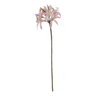Plain front-on product shot of the artificial pink lily stem against a white background.
