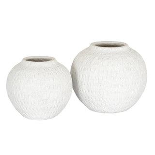 The large ashen vase displayed alongside a smaller version of the same design.