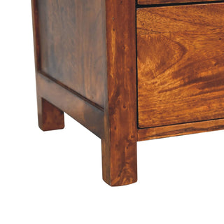 Detail showing the solid wooden foot and the construction of the base frame.