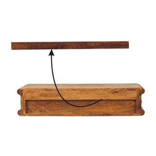 Illustration showing the console body attaching to the separate wall-mounted wooden fixing strip.