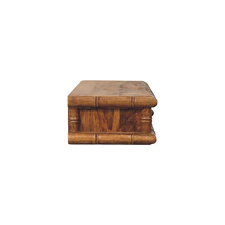 Side view of the console highlighting the depth and the carved bamboo moulding detail.
