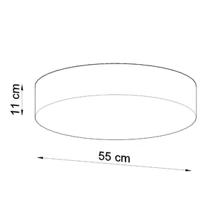 Line drawing of the cylindrical ceiling light showing 55 cm diameter and 11 cm height.