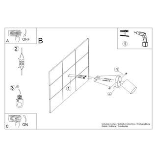Technical drawing illustrating the installation steps for the LEMMI wall lamp, including mounting and wiring.