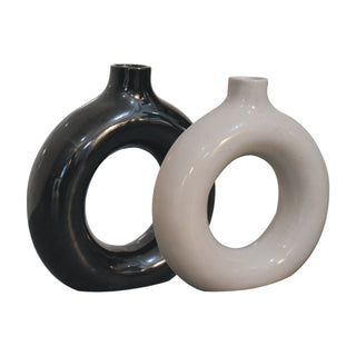 Lucidora - Black & White Gloss Flower Vase - Abstract Vases