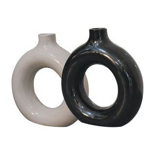 Lucidora - Black & White Gloss Flower Vase - Abstract Vases