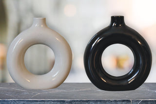 Lucidora - Black & White Gloss Flower Vase - Abstract Vases
