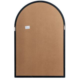 Reverse view of the arched mirror showing the brown backing board and the metal D-ring hanging fixings.