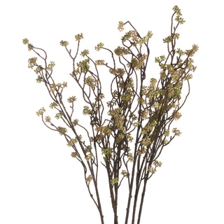 Artificial dark brown stems with small green bud clusters, shown upright against a white background.
