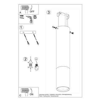 Line drawing showing installation steps, including wiring connections and mounting hardware.