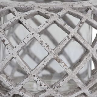 Weathered grey ceramic lattice texture detail, showing the diamond pattern.