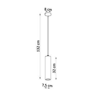Technical diagram showing the dimensions of the Nancy ceramic pendant light: 132 cm drop, 32 cm shade height.