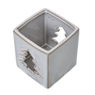 Top-down view showing the square opening, thick ceramic rim, and the interior base of the holder.